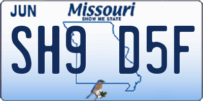 MO license plate SH9D5F