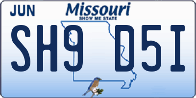 MO license plate SH9D5I