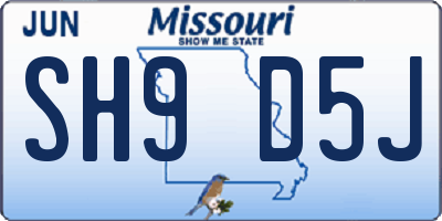 MO license plate SH9D5J