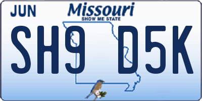 MO license plate SH9D5K