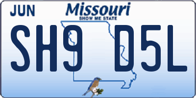MO license plate SH9D5L
