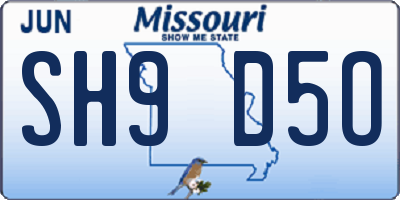 MO license plate SH9D5O