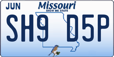 MO license plate SH9D5P