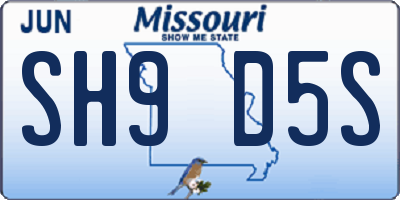 MO license plate SH9D5S