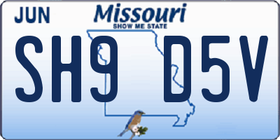 MO license plate SH9D5V
