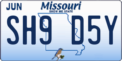 MO license plate SH9D5Y