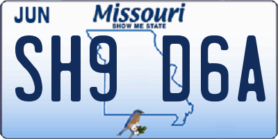 MO license plate SH9D6A