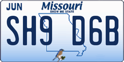 MO license plate SH9D6B