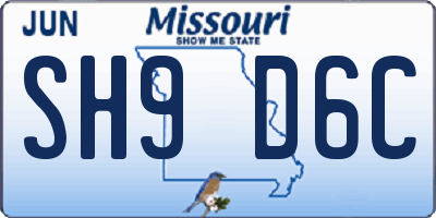MO license plate SH9D6C