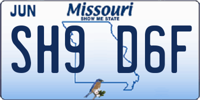 MO license plate SH9D6F