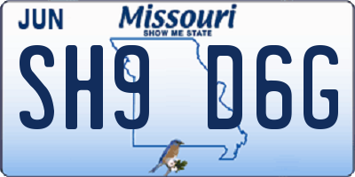 MO license plate SH9D6G