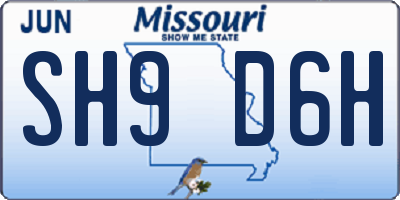 MO license plate SH9D6H