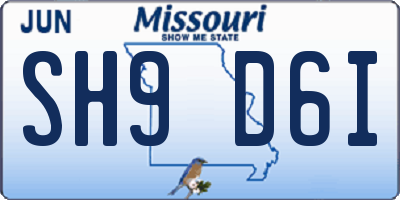 MO license plate SH9D6I