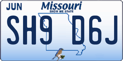 MO license plate SH9D6J