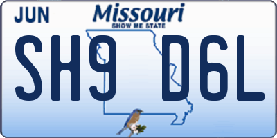 MO license plate SH9D6L