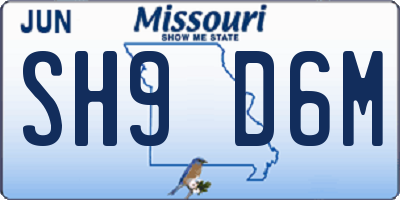 MO license plate SH9D6M