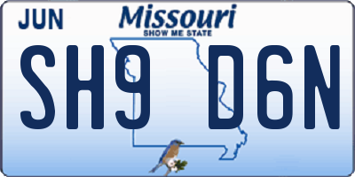 MO license plate SH9D6N