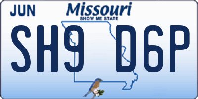 MO license plate SH9D6P