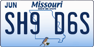 MO license plate SH9D6S