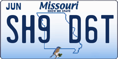 MO license plate SH9D6T