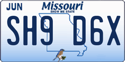 MO license plate SH9D6X