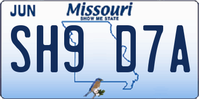 MO license plate SH9D7A