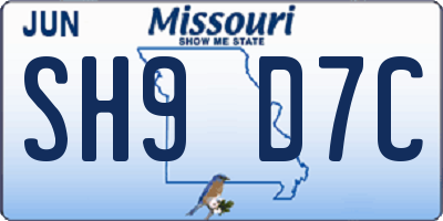 MO license plate SH9D7C