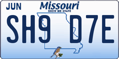 MO license plate SH9D7E