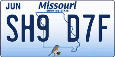 MO license plate SH9D7F