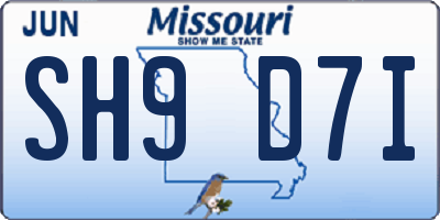 MO license plate SH9D7I