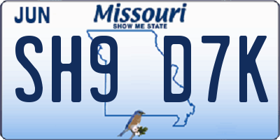 MO license plate SH9D7K