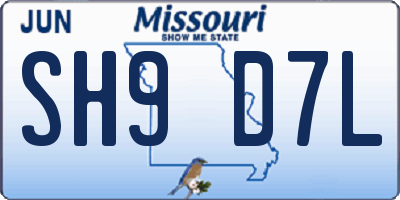 MO license plate SH9D7L