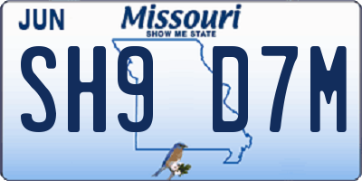 MO license plate SH9D7M