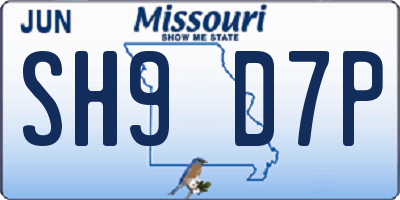 MO license plate SH9D7P