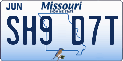 MO license plate SH9D7T