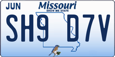 MO license plate SH9D7V