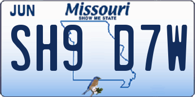 MO license plate SH9D7W