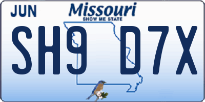 MO license plate SH9D7X