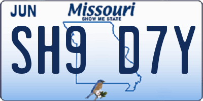 MO license plate SH9D7Y