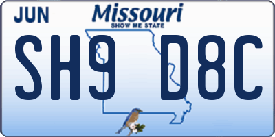MO license plate SH9D8C