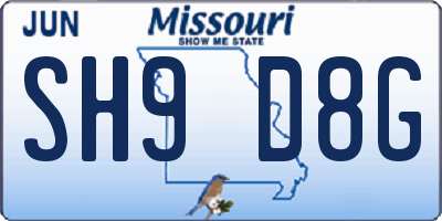 MO license plate SH9D8G