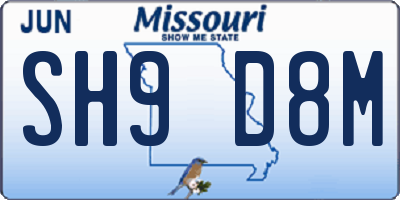 MO license plate SH9D8M