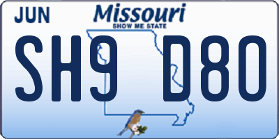 MO license plate SH9D8O