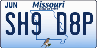 MO license plate SH9D8P