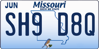 MO license plate SH9D8Q