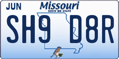 MO license plate SH9D8R