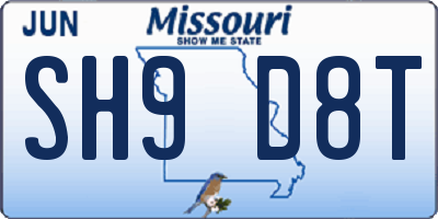MO license plate SH9D8T