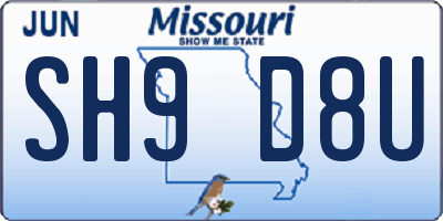 MO license plate SH9D8U