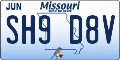 MO license plate SH9D8V