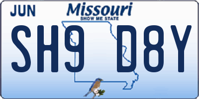 MO license plate SH9D8Y